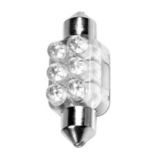 Žárovka LED 12V sufit 6 LED, 13x35mm, bílá 6500°K (1ks)