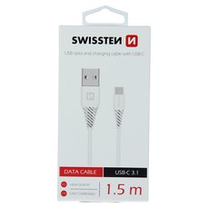 Kabel datový SWISSTEN USB / USB-C 3.1 bílý 1,5 M (7mm) NEW 3/2023