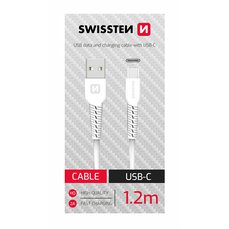 Kabel datový SWISSTEN USB/USB-C 1,2m bílý (samoprodavač) NEW 3/2023