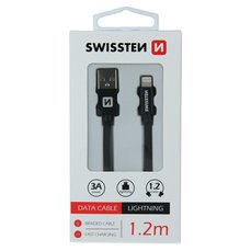 Kabel datový SWISSTEN TEXTILE USB / LIGHTNING 1,2 M černý NEW 3/2023