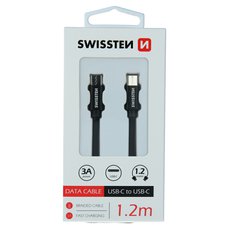 Kabel datový SWISSTEN TEXTILE USB-C / USB-C 1,2 M černý NEW 3/2023