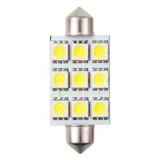 Žárovka LED 12V sufit 9 LED, 11x44mm, bílá (2ks) 4cars