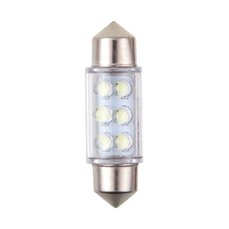 Žárovka LED 12V sufit 6 LED, 11x36mm, bílá (2ks) 4cars