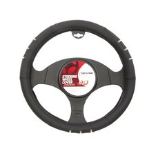 Potah volantu 37-39 cm, černý-chrom  4cars