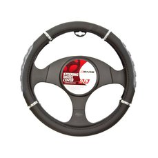 Potah volantu chrom proužek 37-39 cm, šedý 4cars