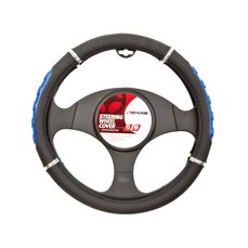 Potah volantu chrom proužek 37-39 cm, modrý 4cars